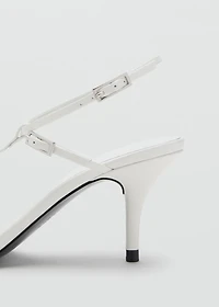 Leather heeled sandals with buckles