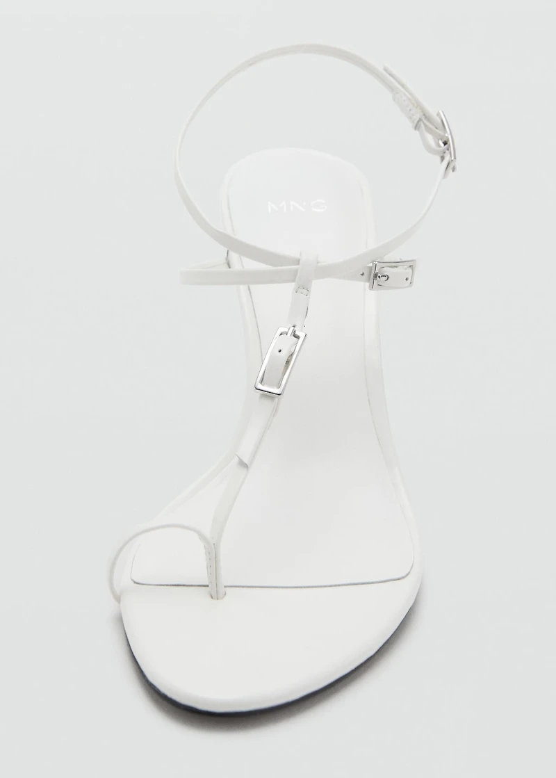 Leather heeled sandals with buckles