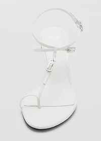 Leather heeled sandals with buckles