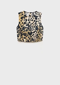 Leopard-print buttoned crop top
