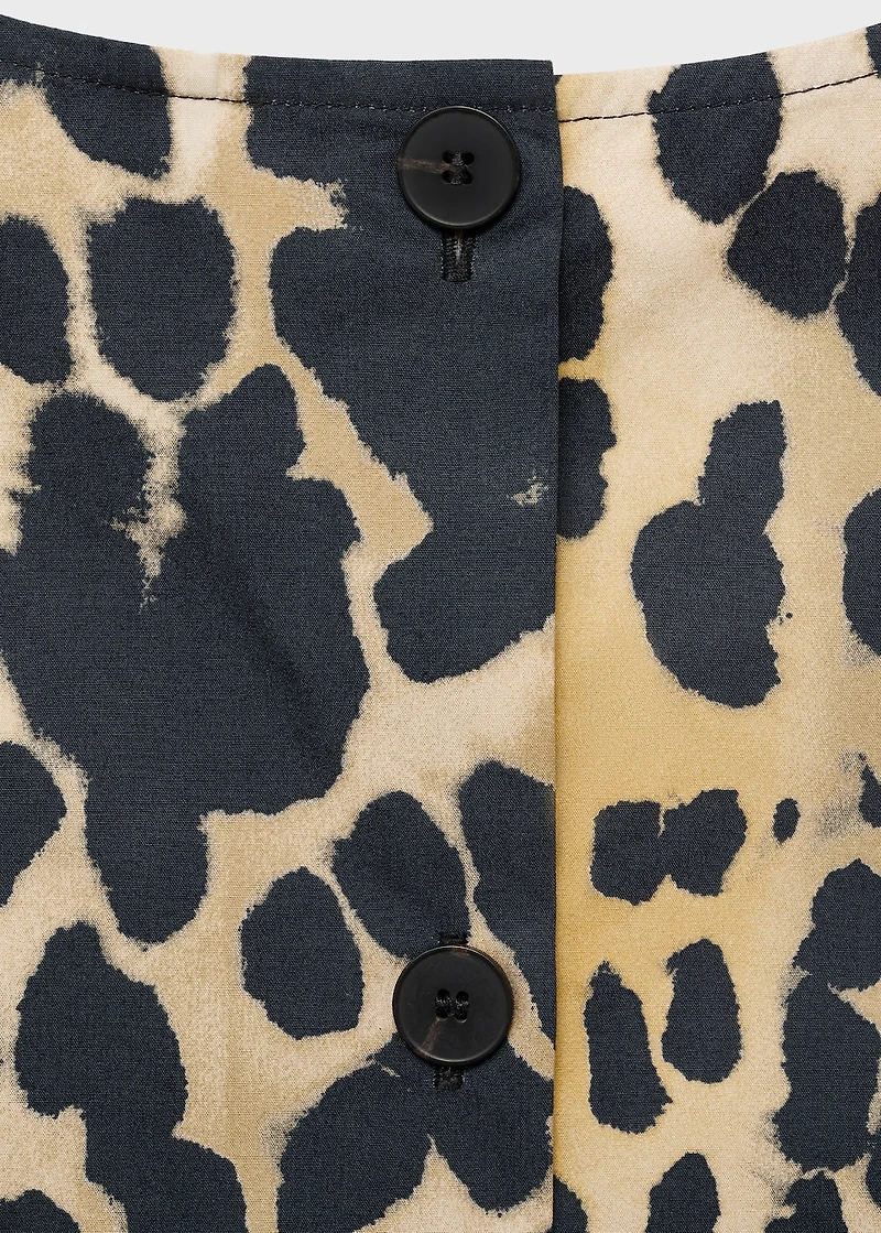 Leopard-print buttoned crop top