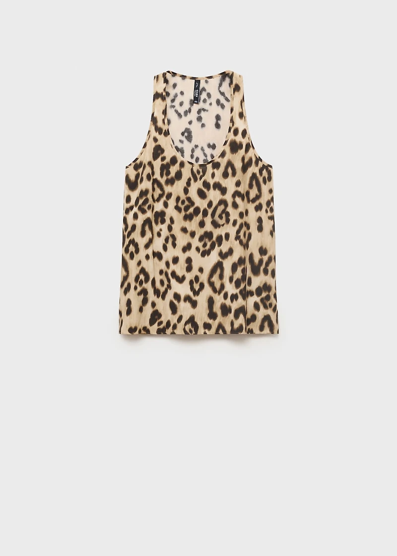 Leopard-print low-cut top