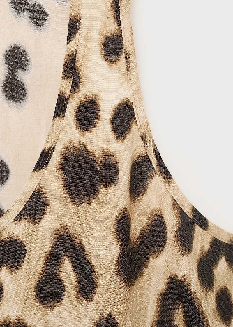 Leopard-print low-cut top