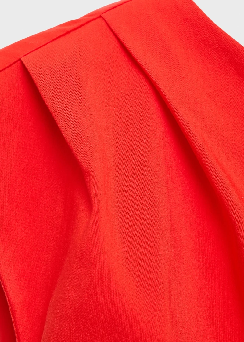 Ruched dress with asymmetrical neckline