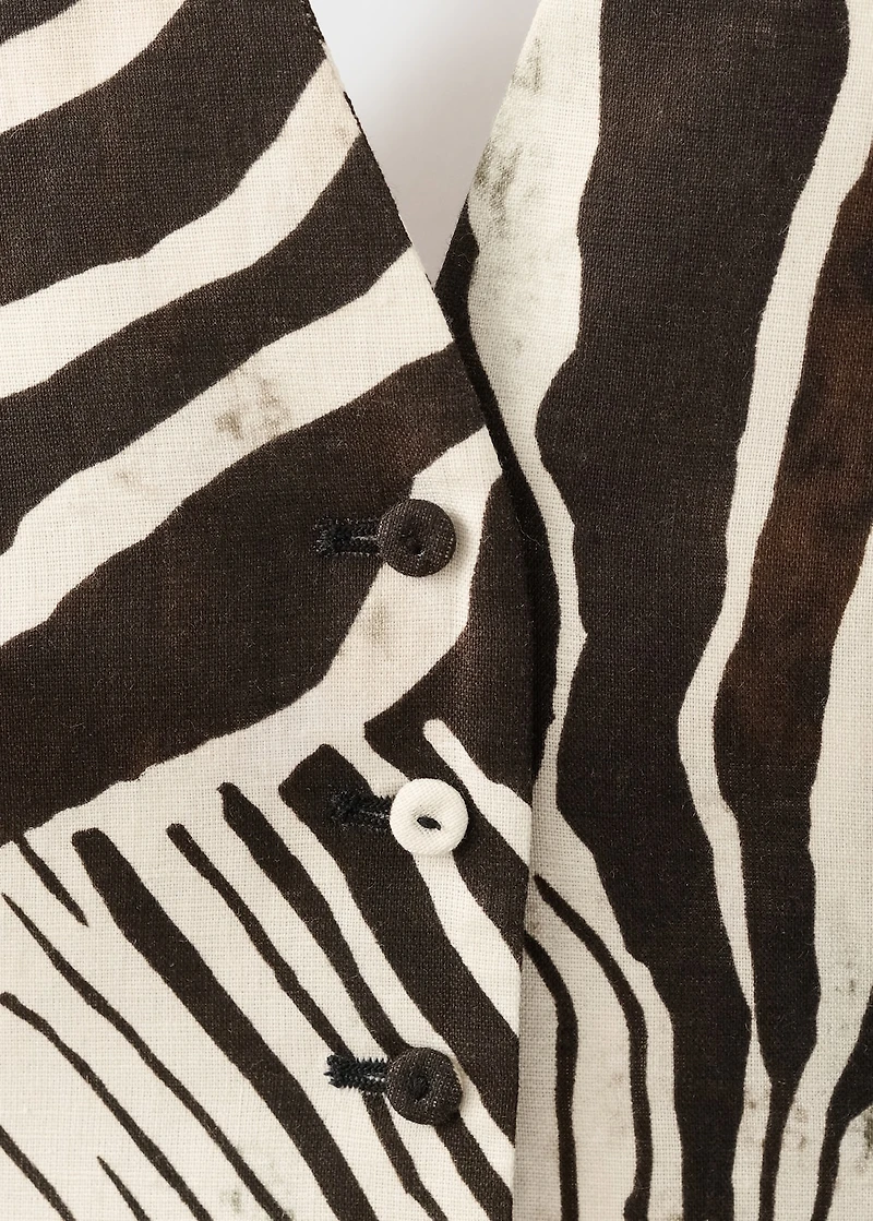 Zebra-print linen vest
