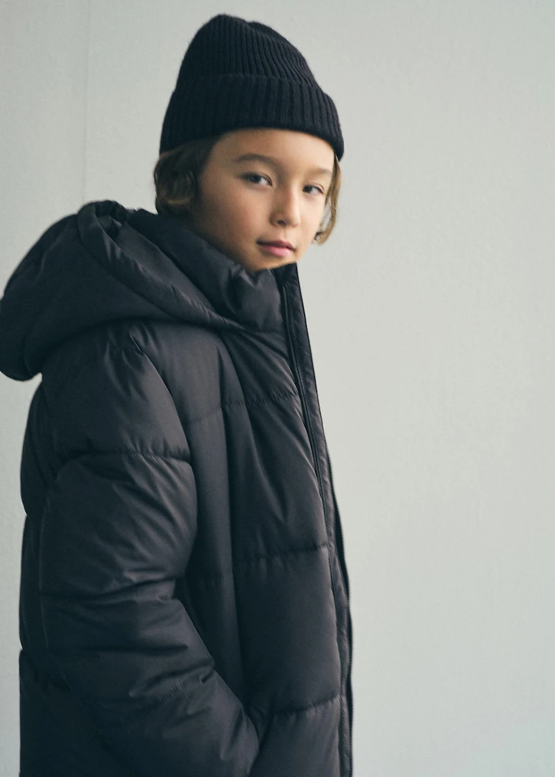 Long coat with padded lining