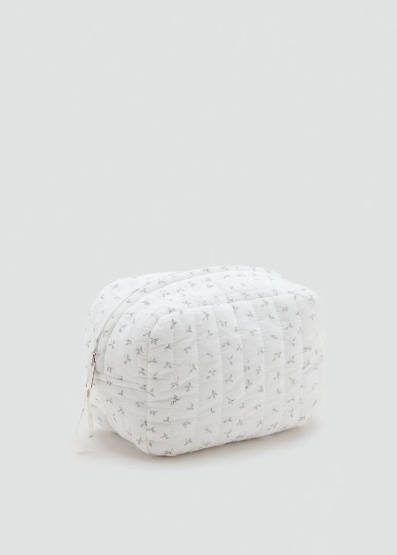 Floral-print cosmetic bag