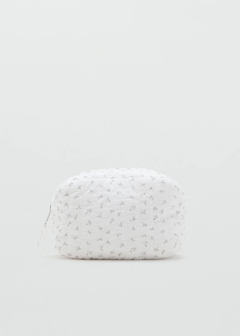 Floral-print cosmetic bag