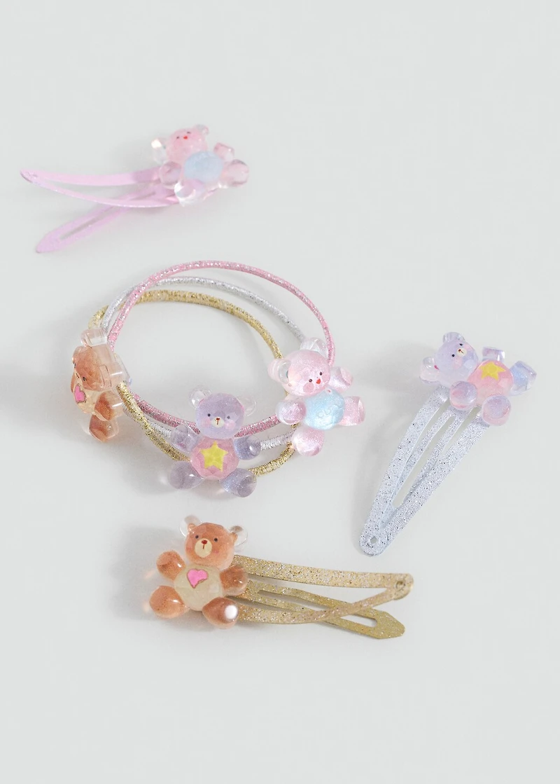 Pack of rubber bands and clips