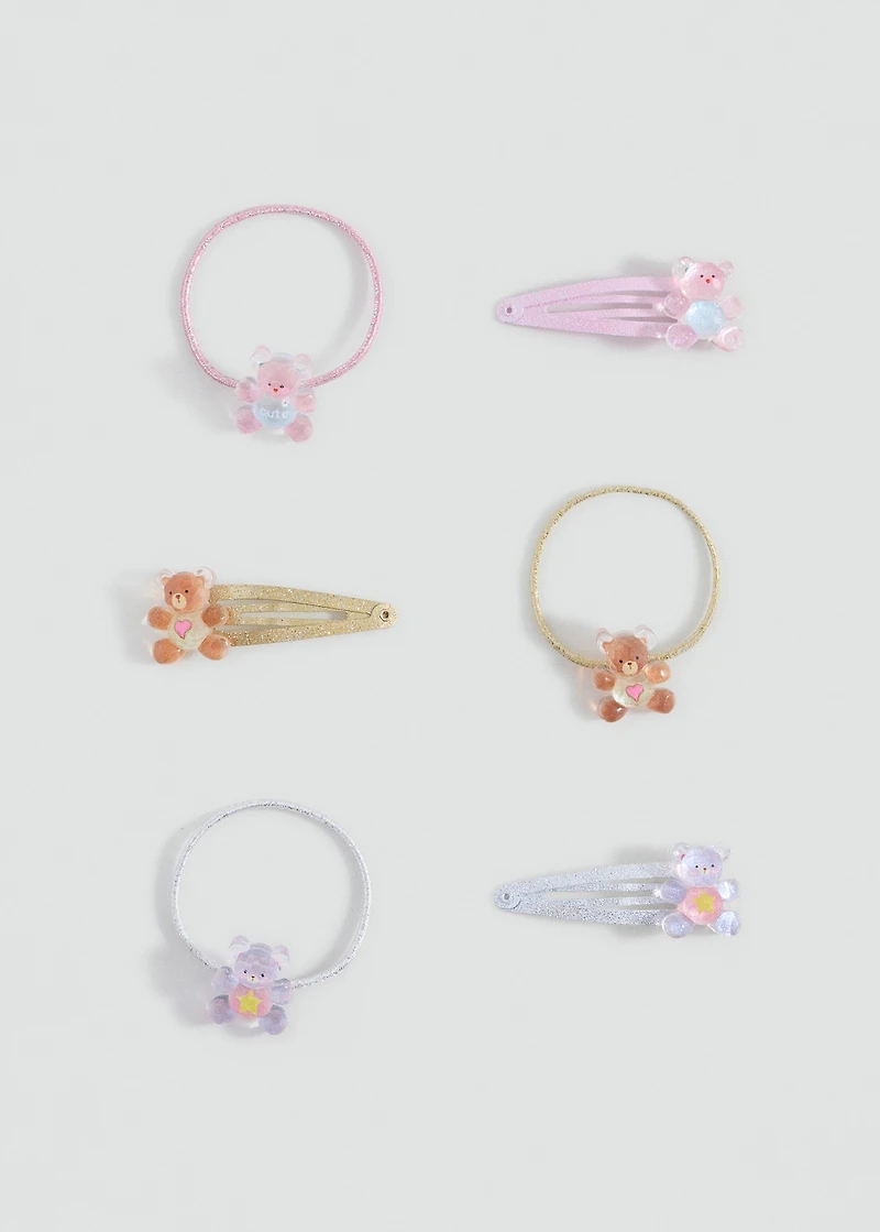 Pack of rubber bands and clips