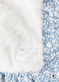 Fur-effect floral-print anorak