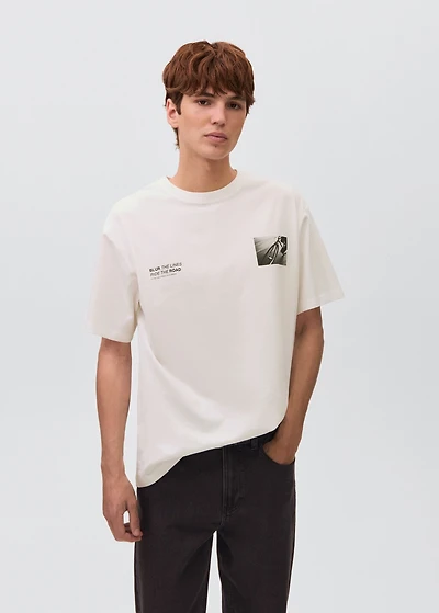 Printed cotton-blend t-shirt