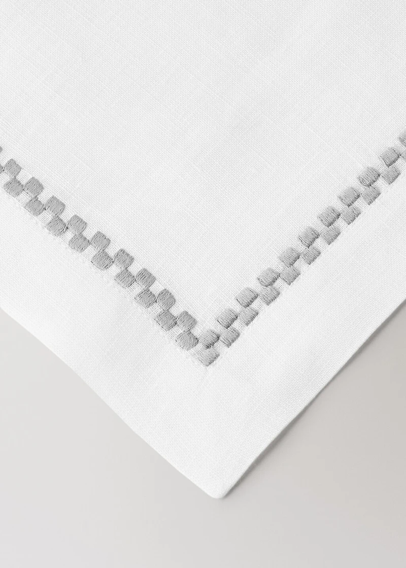 100% linen placemat with embroidered detail
