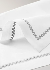 100% linen placemat with embroidered detail