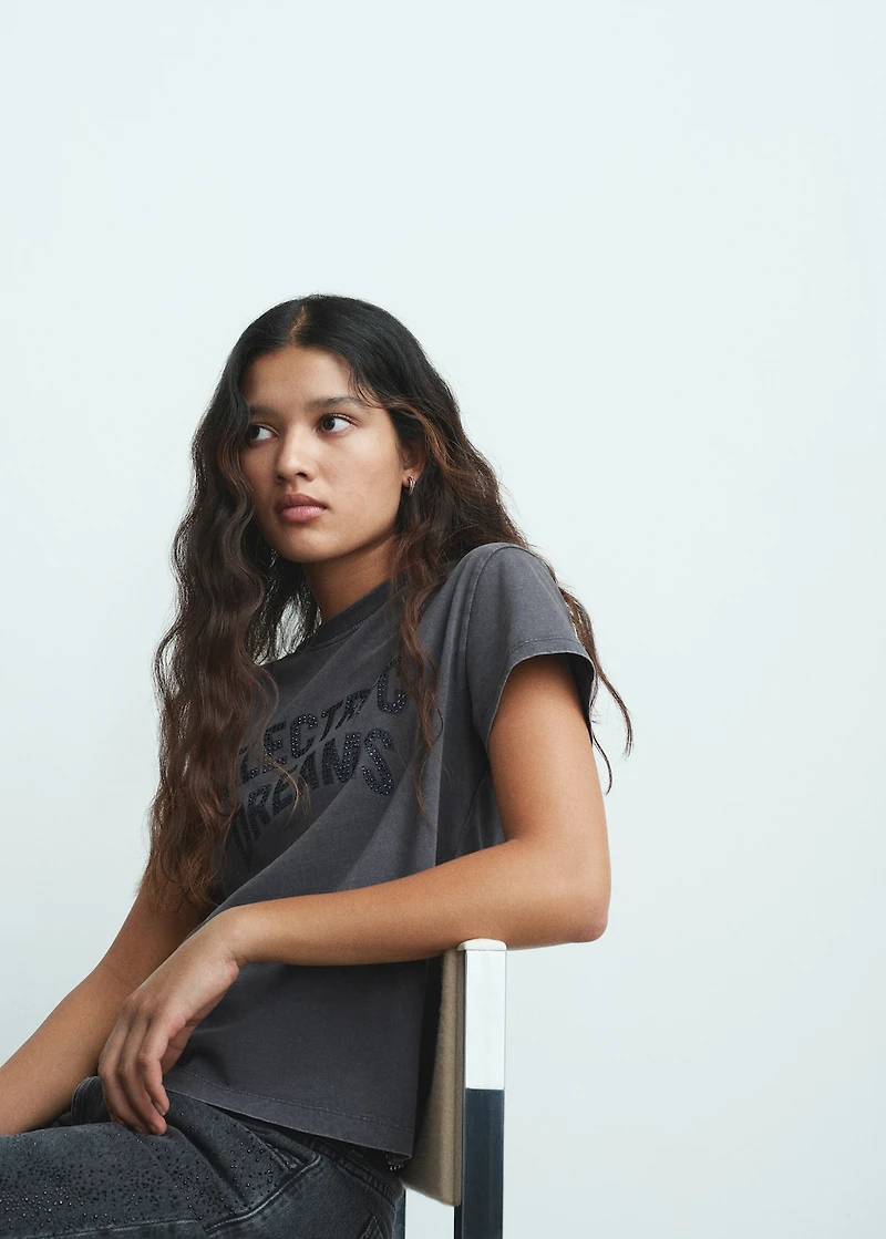 Rhinestone message t-shirt