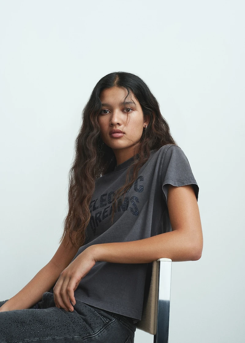 Rhinestone message t-shirt