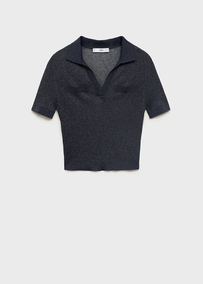 Lurex knitted V-neck sweater