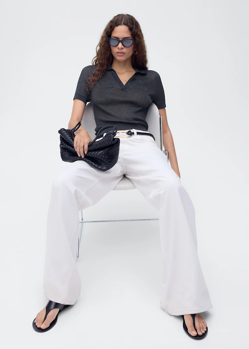 Lurex knitted V-neck sweater