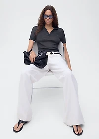 Lurex knitted V-neck sweater