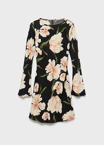 Floral-print dress with bell sleeves