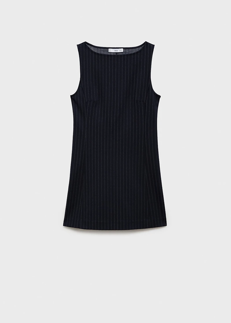 Boat-neck pinstripe dress