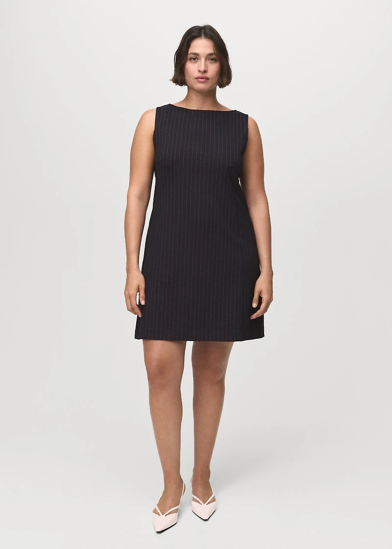 Boat-neck pinstripe dress
