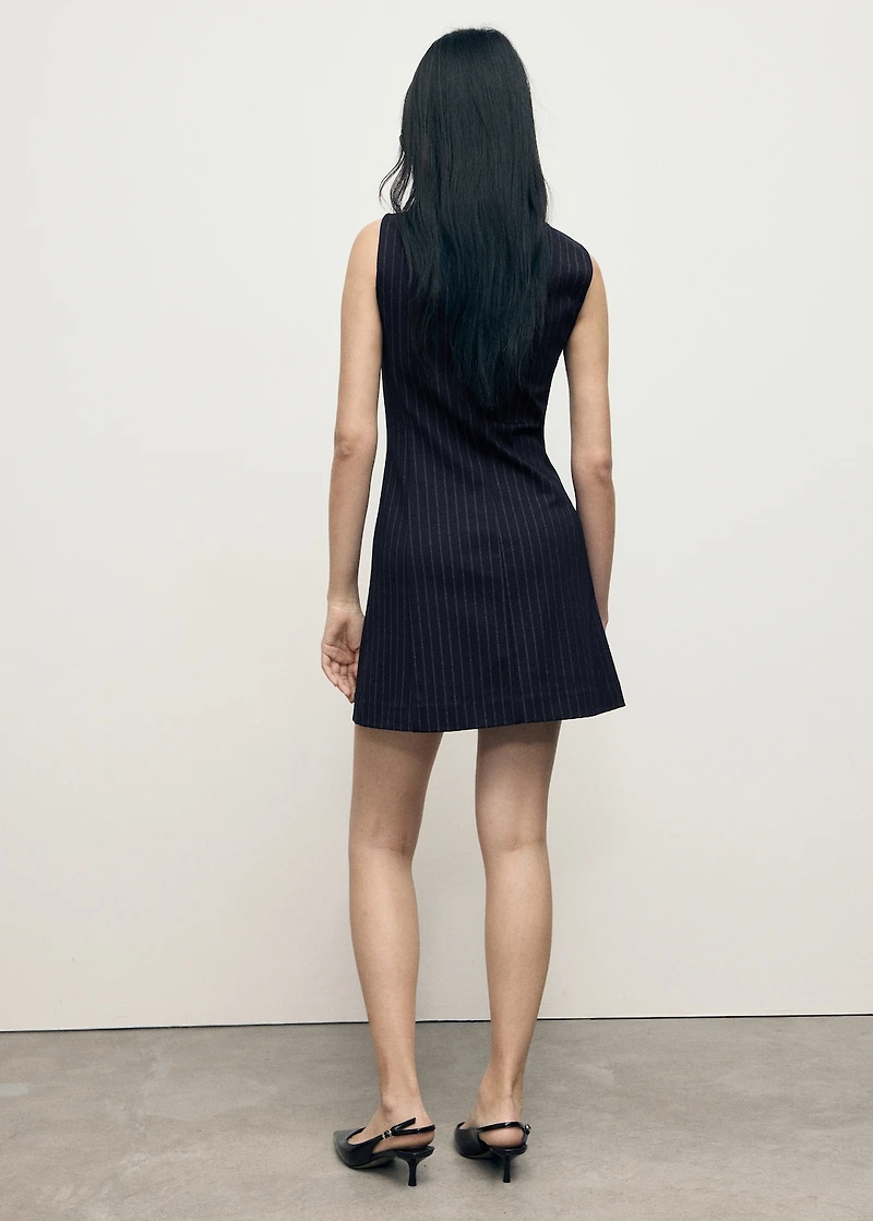 Boat-neck pinstripe dress