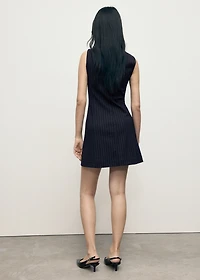 Boat-neck pinstripe dress