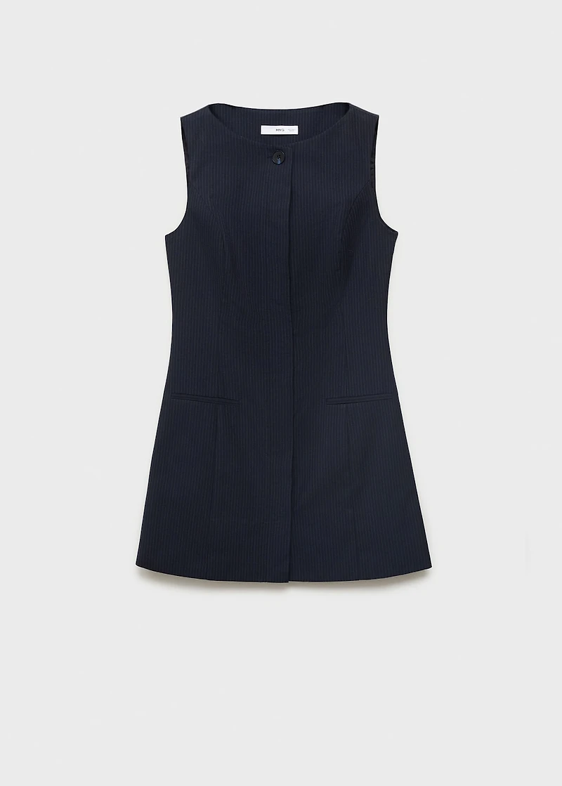 Pinstripe dress with hidden buttons