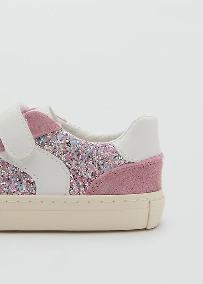 Glitter sneakers with leather details