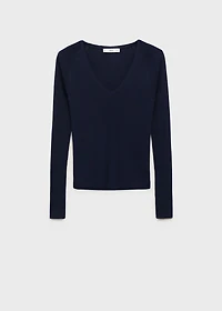 V-neck ribbed knit sweater