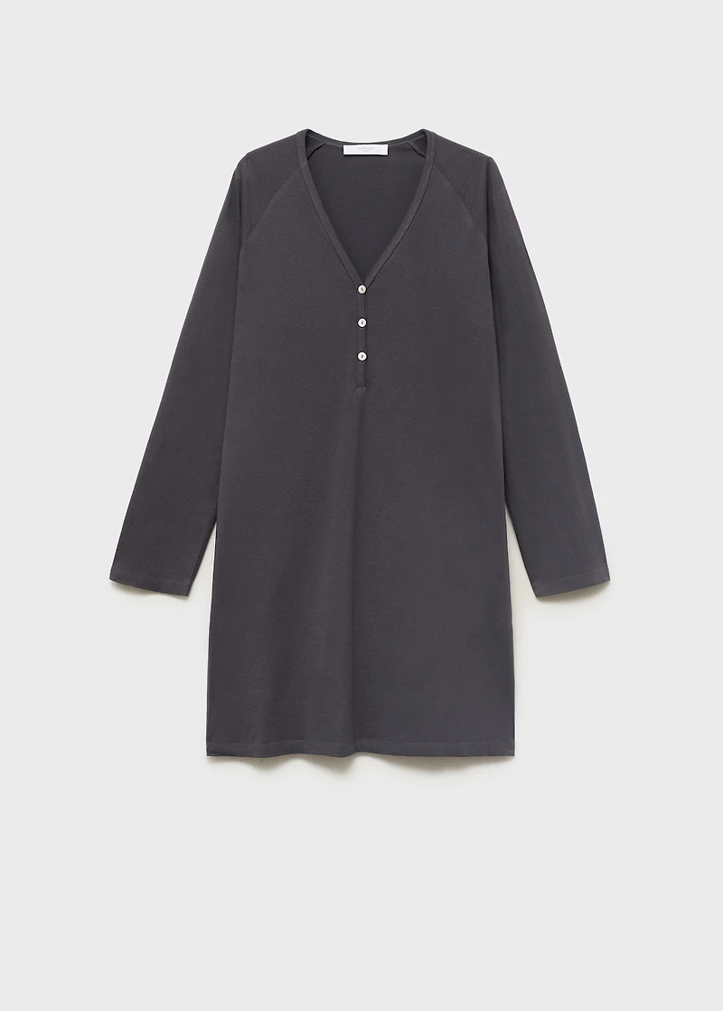 Cotton nightdress with button detail