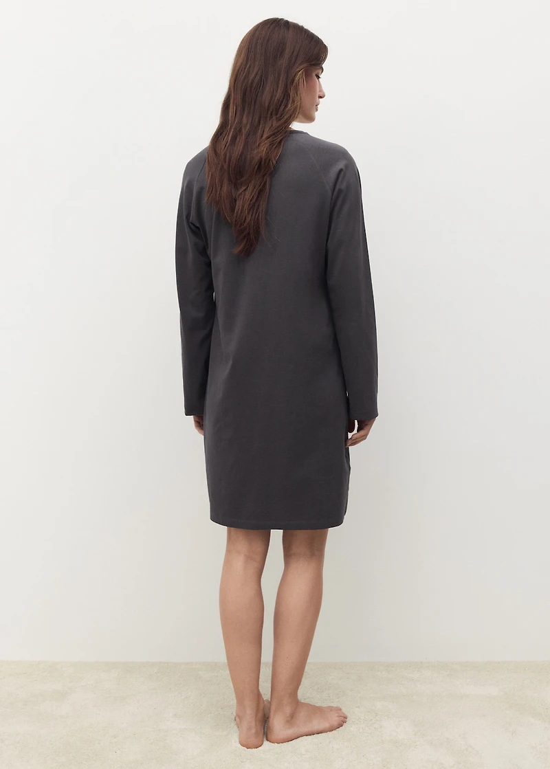 Cotton nightdress with button detail