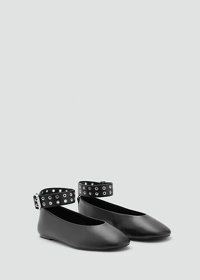 Ballet flats with eyelet strap