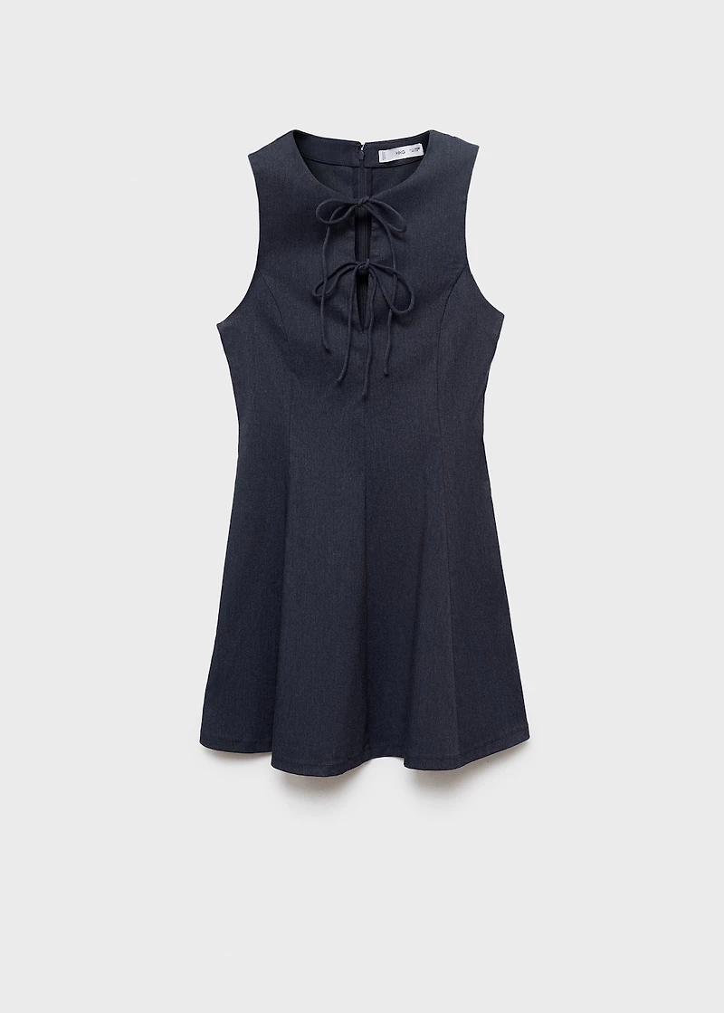 Denim-effect dress with bows