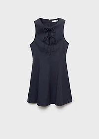 Denim-effect dress with bows
