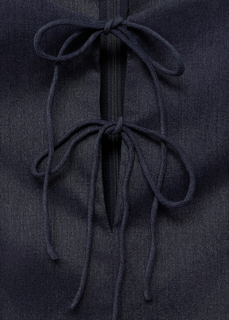 Denim-effect dress with bows