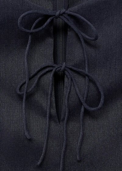 Denim-effect dress with bows