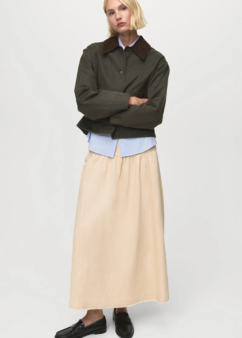 Denim barn jacket with corduroy collar