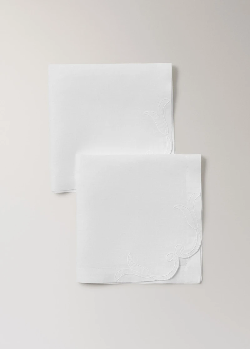 Hand-embroidered linen napkins