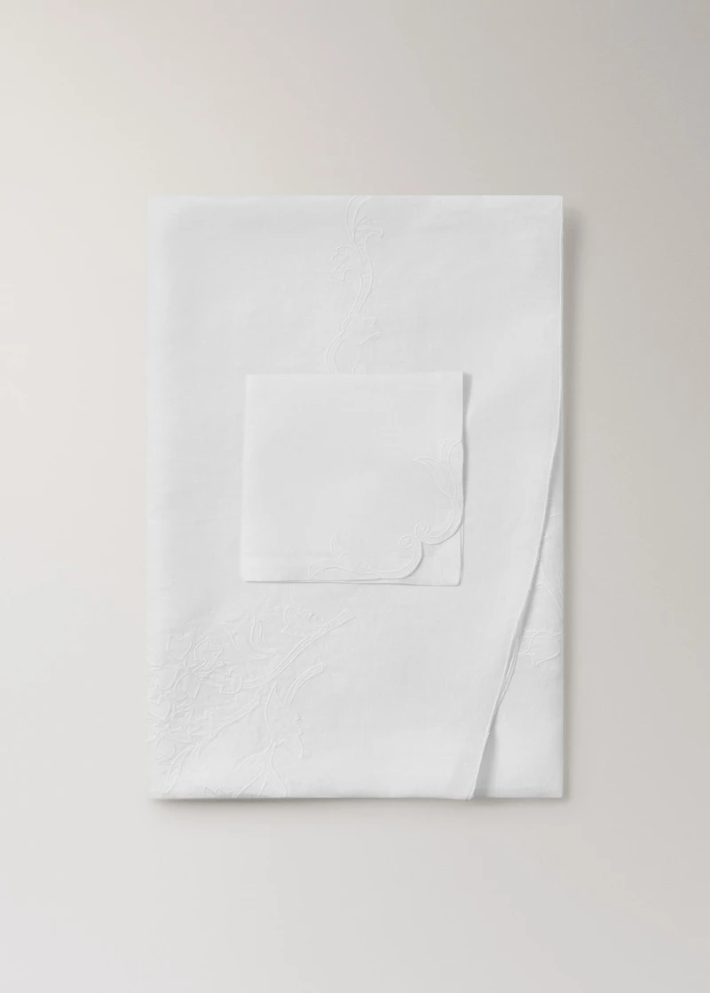 Hand-embroidered linen napkins