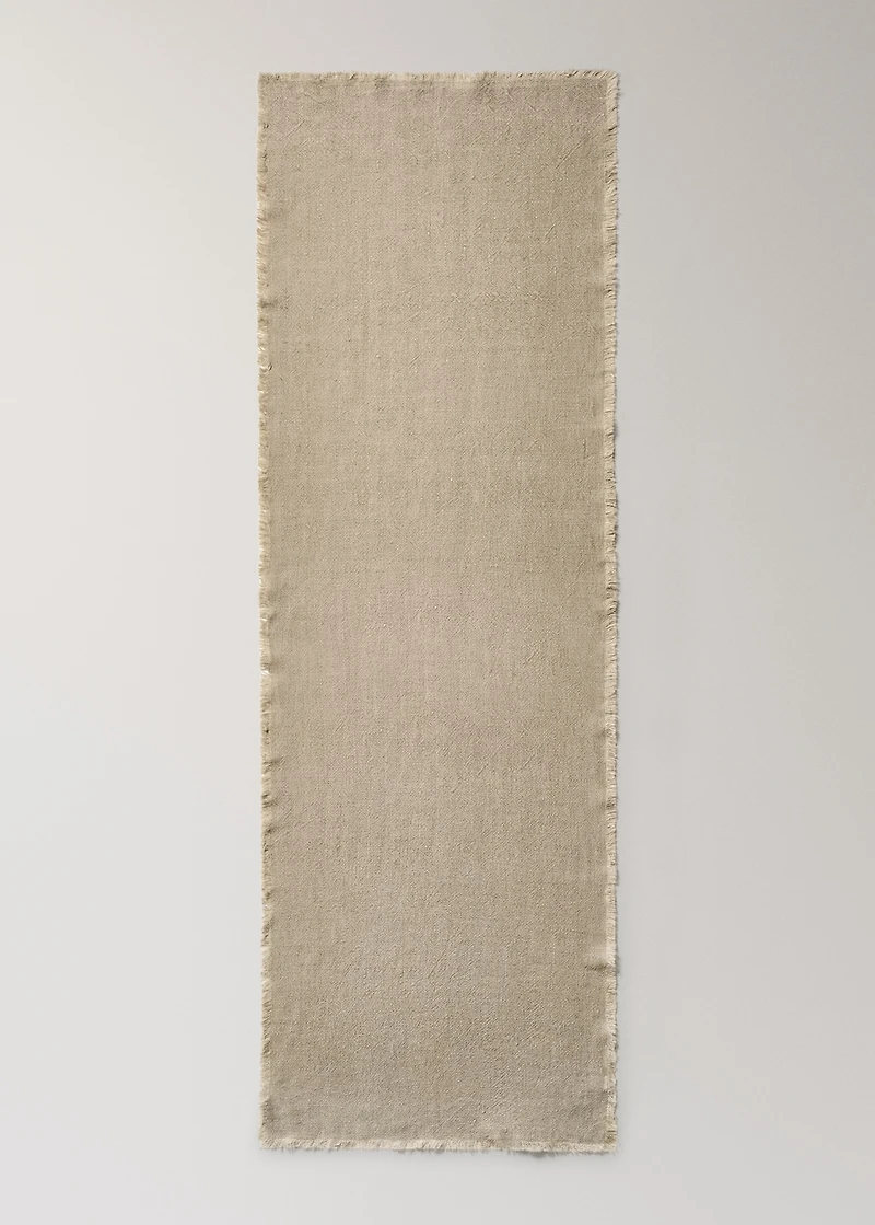 Linen table runner with tassels