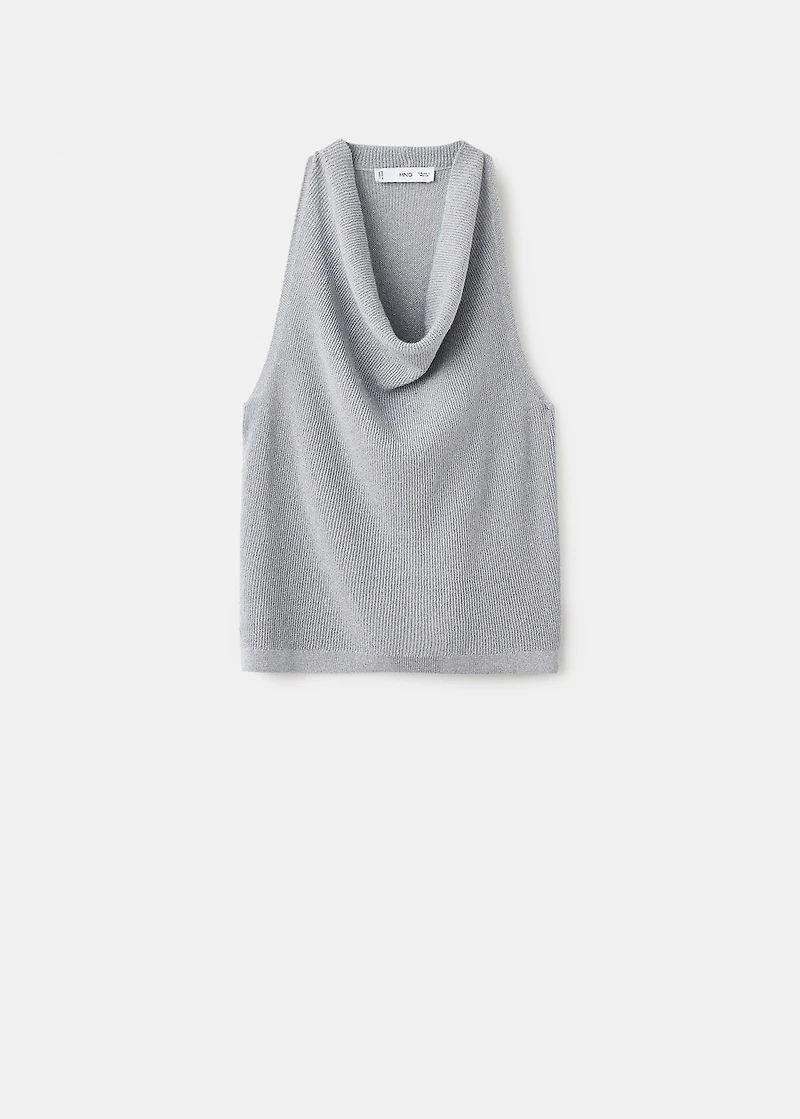 Lurex knitted top with draped neck