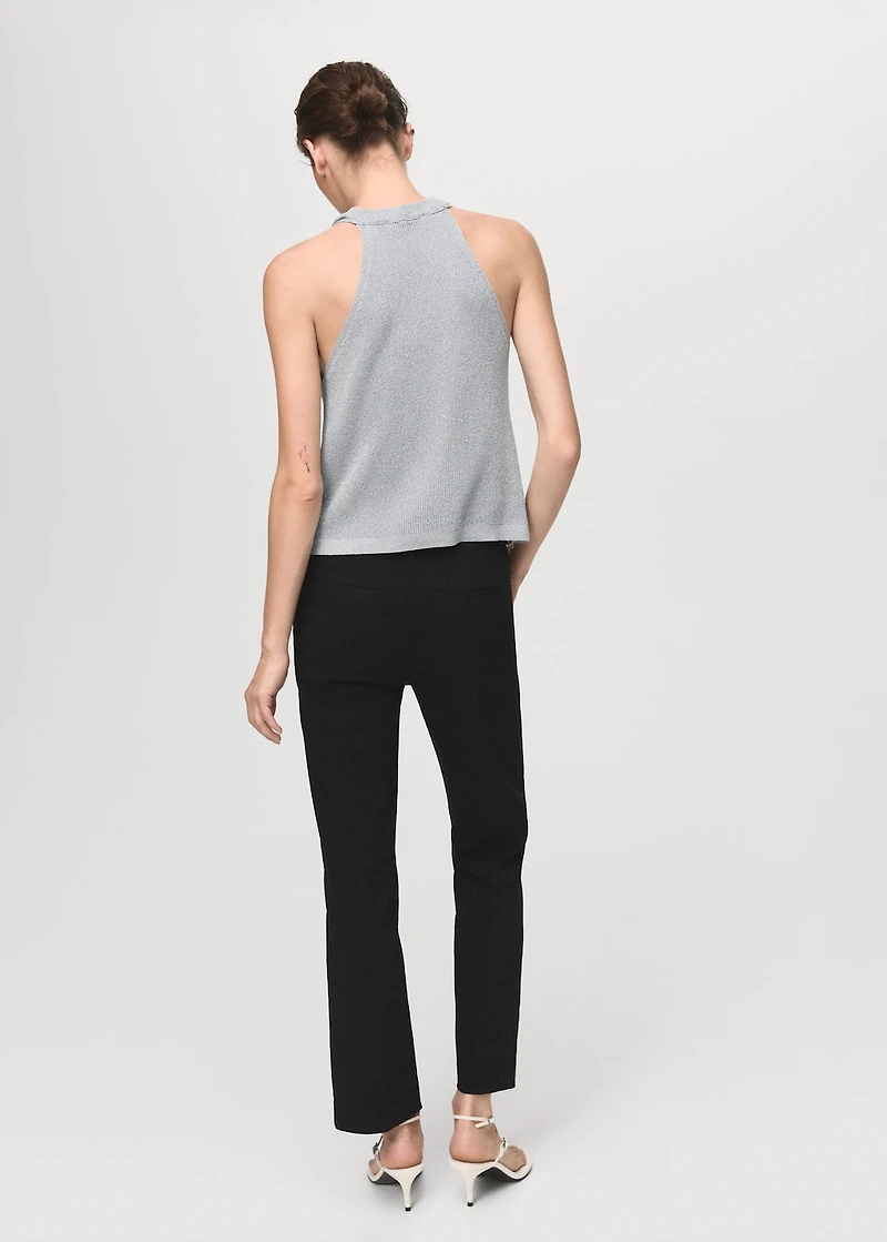 Lurex knitted top with draped neck