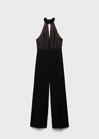 Halter-neck jumpsuit with scarf