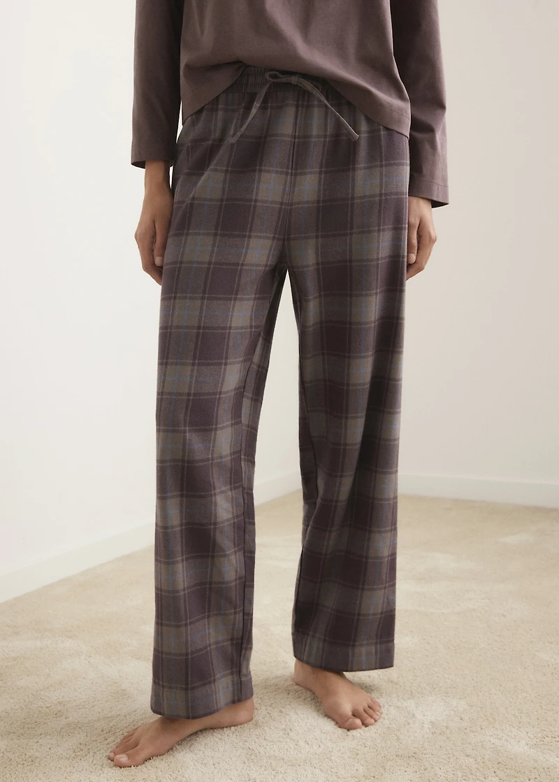 Two-piece flannel check pajamas