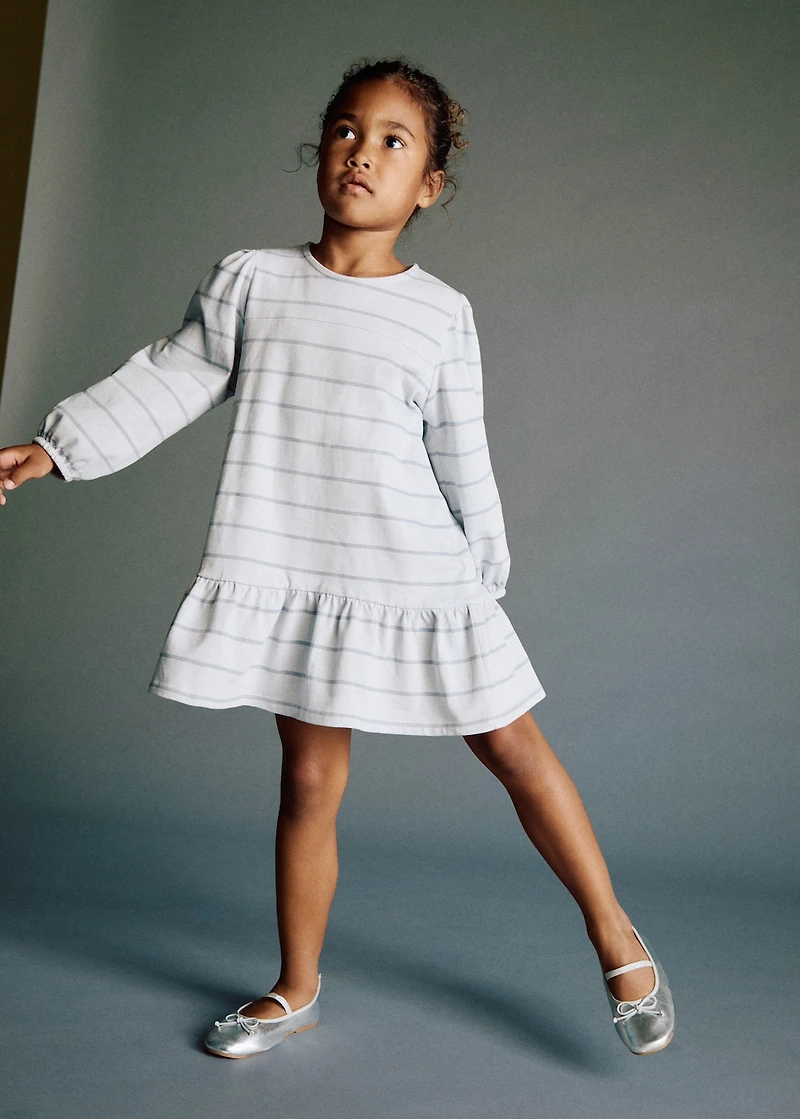 Striped cotton-blend dress