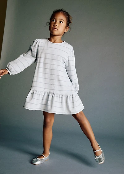 Striped cotton-blend dress