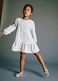 Striped cotton-blend dress