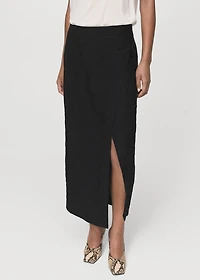 Creased-effect wrap-around skirt